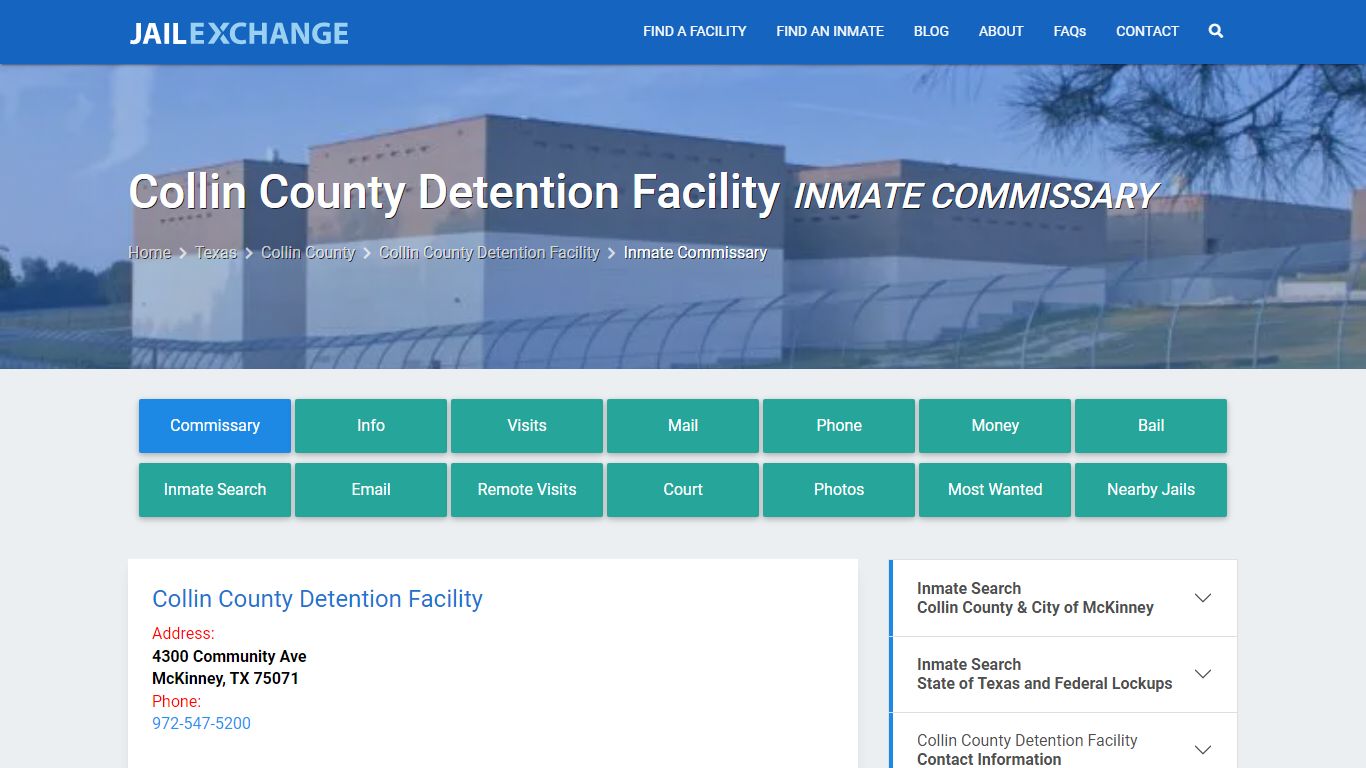 Collin County Detention Facility Inmate Commissary - Jail Exchange